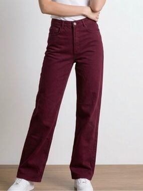 Zara Wide Leg Women's Burgundy Jeans